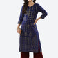 Biba Women Blue Ethnic Motifs Printed Rayon Kurta - Swadesiicart