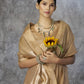 Anaita Dark Beige Cotton Silk Zari Woven Work Saree With Blouse Piece