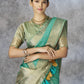 Anaita Mint Cotton Silk Zari Woven Work Saree With Blouse Piece
