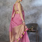 Anaita Pink Cotton Silk Zari Woven Work Saree With Blouse Piece