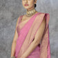 Anaita Pink Cotton Silk Zari Woven Work Saree With Blouse Piece