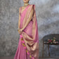 Anaita Pink Cotton Silk Zari Woven Work Saree With Blouse Piece