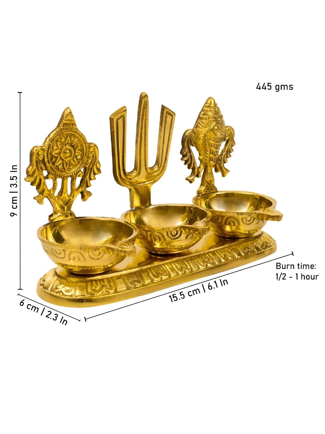 Spillbox Gold-Toned Brass Namah 3 Kuber Diya Pooja Essential | Swadesiicart