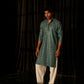 Cyan Blue Viscose Chikankari Embroidery Work Men's Kurta Set - Mahotsav | Swadesiicart