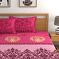Dreamscape Pink & Cream-Coloured 140 TC Pure Cotton King Bedsheet with 2 Pillow Covers - Swadesiicart