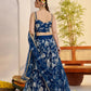 Aastha Fashion More Peach Blue Butterfly Net White Cotton Thread Work And Sequence Work Embroidery Wedding Wear Lehenga Choli