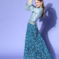 InWeave Blue & Grey Chanderi Skirt Fusion Set - Swadesiicart