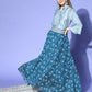 InWeave Blue & Grey Chanderi Skirt Fusion Set - Swadesiicart