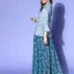 InWeave Blue & Grey Chanderi Skirt Fusion Set - Swadesiicart