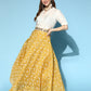 InWeave Yellow & White Chanderi Skirt Fusion Set - Swadesiicart