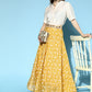 InWeave Yellow & White Chanderi Skirt Fusion Set - Swadesiicart
