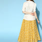 InWeave Yellow & White Chanderi Skirt Fusion Set - Swadesiicart