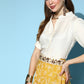 InWeave Yellow & White Chanderi Skirt Fusion Set - Swadesiicart