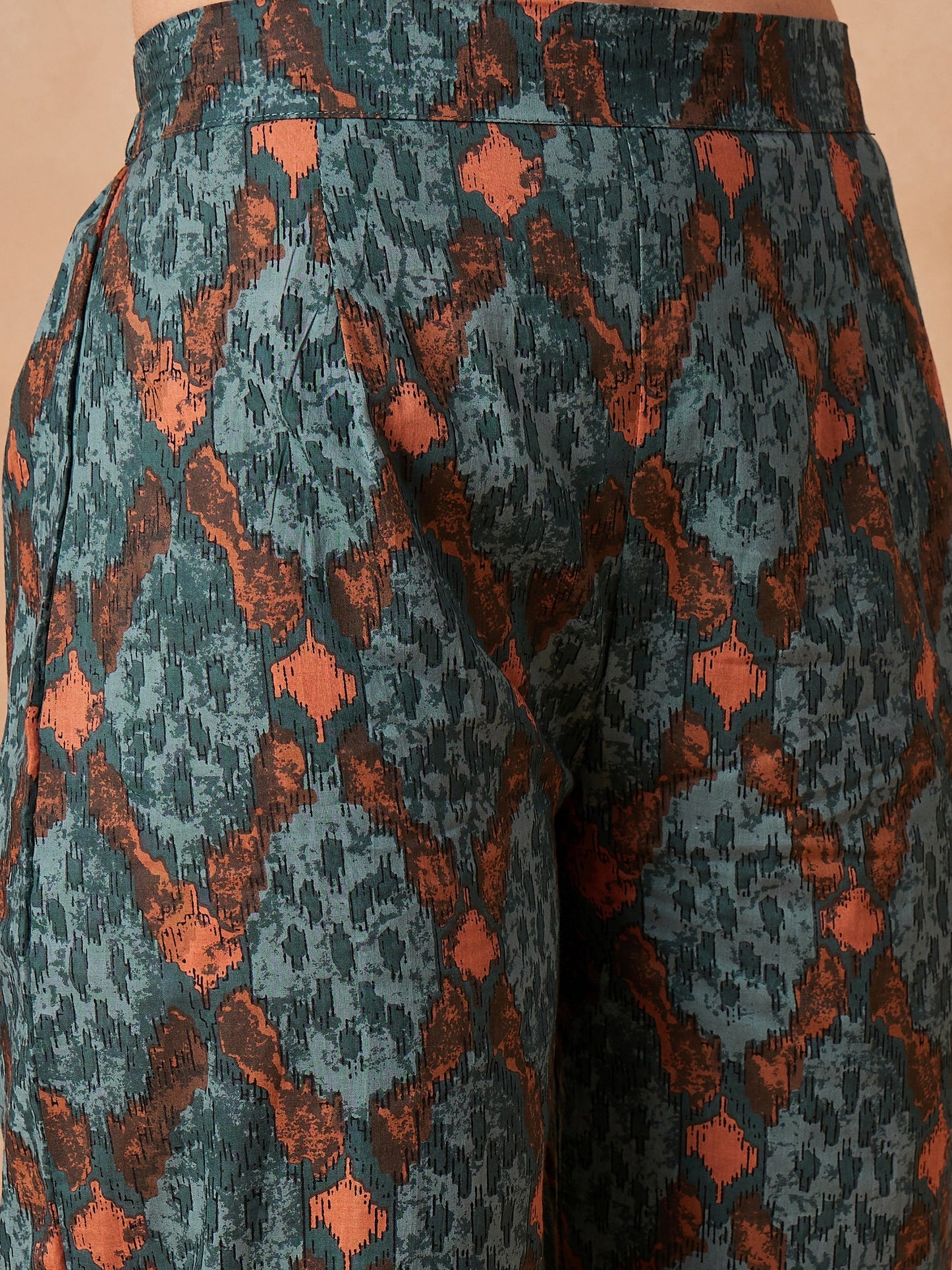 InWeave Aqua Pearl Abstract Printed Co Ords Set - Swadesiicart