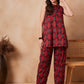 InWeave Red Abstract Printed Co Ords Set - Swadesiicart