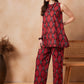 InWeave Red Abstract Printed Co Ords Set - Swadesiicart