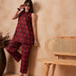 InWeave Red Abstract Printed Co Ords Set - Swadesiicart