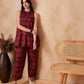 InWeave Red Abstract Printed Co Ords Set - Swadesiicart