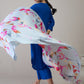 InWeave Ink Blue V Neck Flared Kurta Grey Dupatta Set - Swadesiicart