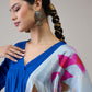 InWeave Ink Blue V Neck Flared Kurta Grey Dupatta Set - Swadesiicart