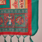 InWeave White Long Anarkali Rama Green Dupatta Set - Swadesiicart