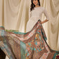 InWeave White Long Anarkali Rama Green Dupatta Set - Swadesiicart