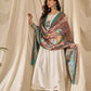 InWeave White Strappy Rama Green Dupatta Set - Swadesiicart