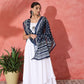 InWeave White Strappy Kurta Palazzo Set With Blue Floral Dupatta - Swadesiicart