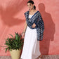 InWeave White Strappy Kurta Palazzo Set With Blue Floral Dupatta - Swadesiicart