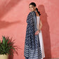 InWeave White Strappy Kurta Palazzo Set With Blue Floral Dupatta - Swadesiicart