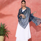 InWeave White Strappy Kurta Palazzo Set With Blue Floral Dupatta - Swadesiicart