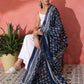 InWeave White Strappy Kurta Palazzo Set With Blue Floral Dupatta - Swadesiicart