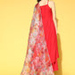 InWeave Strappy Set In Red With Organza Dupatta - Swadesiicart