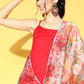 InWeave Strappy Set In Red With Organza Dupatta - Swadesiicart