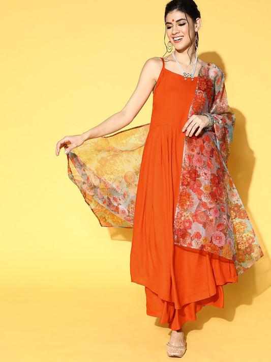 InWeave Orange Strappy Set - Swadesiicart