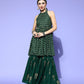 InWeave Green Gold Work Sharara Set - Swadesiicart