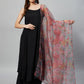 InWeave Black Strappy Set With Green Organza Dupatta - Swadesiicart