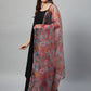 InWeave Black Strappy Set With Green Organza Dupatta - Swadesiicart