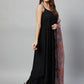 InWeave Black Strappy Set With Green Organza Dupatta - Swadesiicart