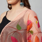 InWeave Black Strappy Set With Peach Hand Print Dupatta - Swadesiicart