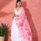 InWeave White Strappy Kurta Set With Pink Hand Print Dupatta - Swadesiicart