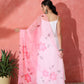 InWeave White Strappy Kurta Set With Pink Hand Print Dupatta - Swadesiicart