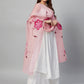 InWeave White Strappy Kurta Set - Pink Hand Print Dupatta - Swadesiicart