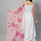 InWeave White Strappy Kurta Set - Pink Hand Print Dupatta - Swadesiicart