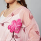InWeave White Strappy Kurta Set - Pink Hand Print Dupatta - Swadesiicart