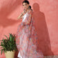 InWeave White Strappy Set With Green Organza Dupatta - Swadesiicart