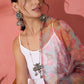 InWeave White Strappy Set With Green Organza Dupatta - Swadesiicart
