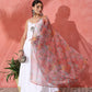 InWeave White Strappy Set With Green Organza Dupatta - Swadesiicart