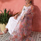InWeave White Strappy Set With Green Organza Dupatta - Swadesiicart