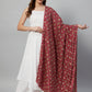 InWeave White Strappy Set - Maroon Fosilk Dupatta - Swadesiicart